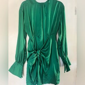 Forest green silk dress